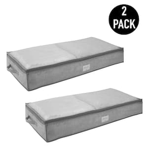40 in. x 18 in. x 6 in. Nonwoven PP Fabric 2 Pack Under the Bed Storage Bag in Heather Grey