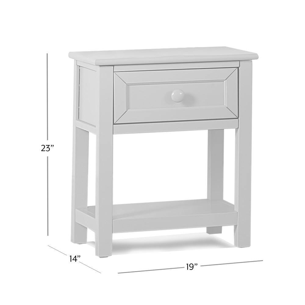White Solid Wood 1-Drawer Nightstand with Open Shelf