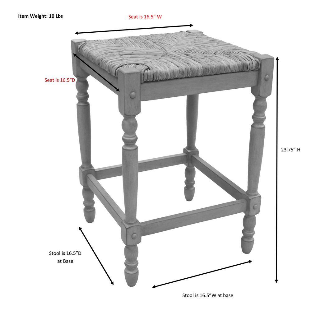 Rustic Farmhouse White Wood Backless Counter Stool