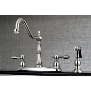 Tudor 2-Handle Standard Kitchen Faucet with Side Sprayer in Brushed Nickel