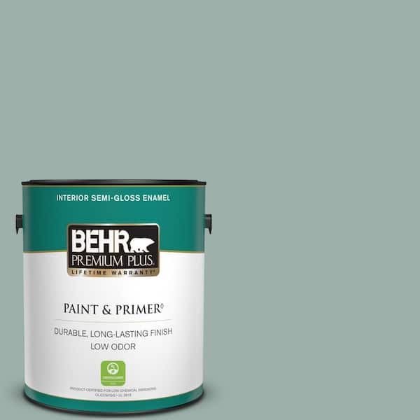 BEHR PREMIUM PLUS 1 gal. #490F-4 Gray Morning Semi-Gloss Enamel Low Odor Interior Paint & Primer