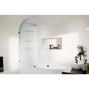 Venus 34 in. W x 66.75 in. H Single Fixed Frameless Arched Fluted Tub Door in Oil Rubbed Bronze without Handle