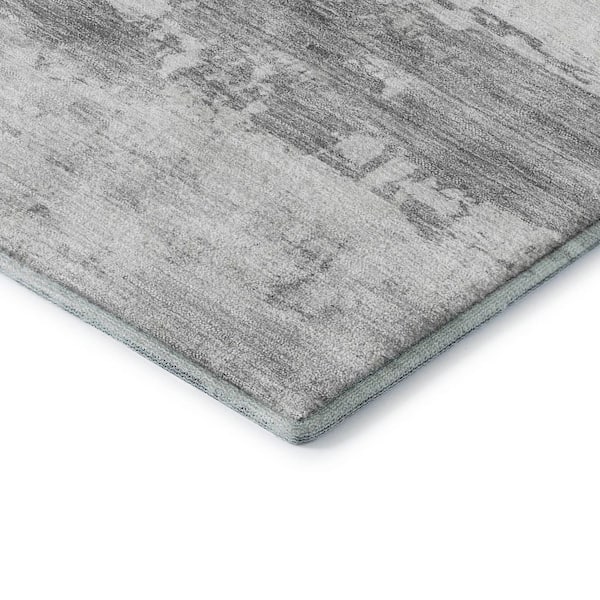 Mayfield Premium Machine Washable Abstract AMF2145 Silver 10 ft. x 14 ft. Area Rug