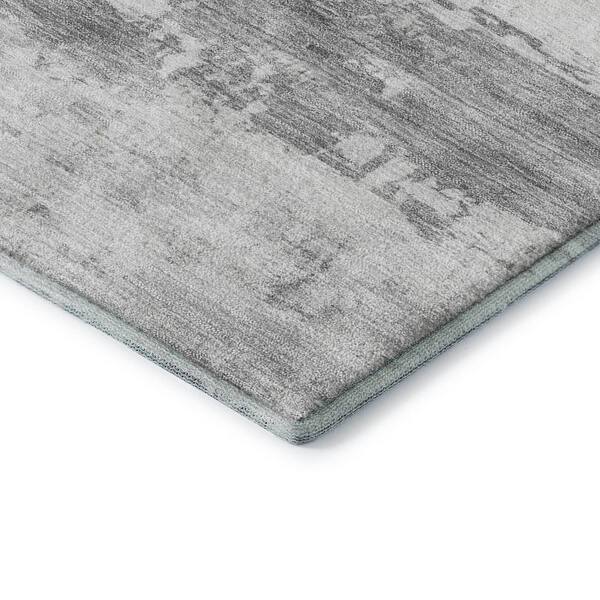 Mayfield Premium Machine Washable Abstract AMF2145 Silver 5 ft. x 7 ft. 6 in. Area Rug