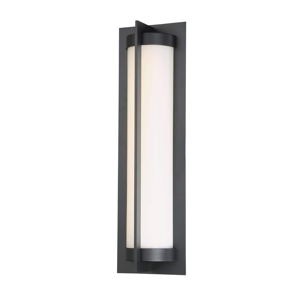 Oberon Black LED Outdoor Wall Sconce with Bent Opal Glass