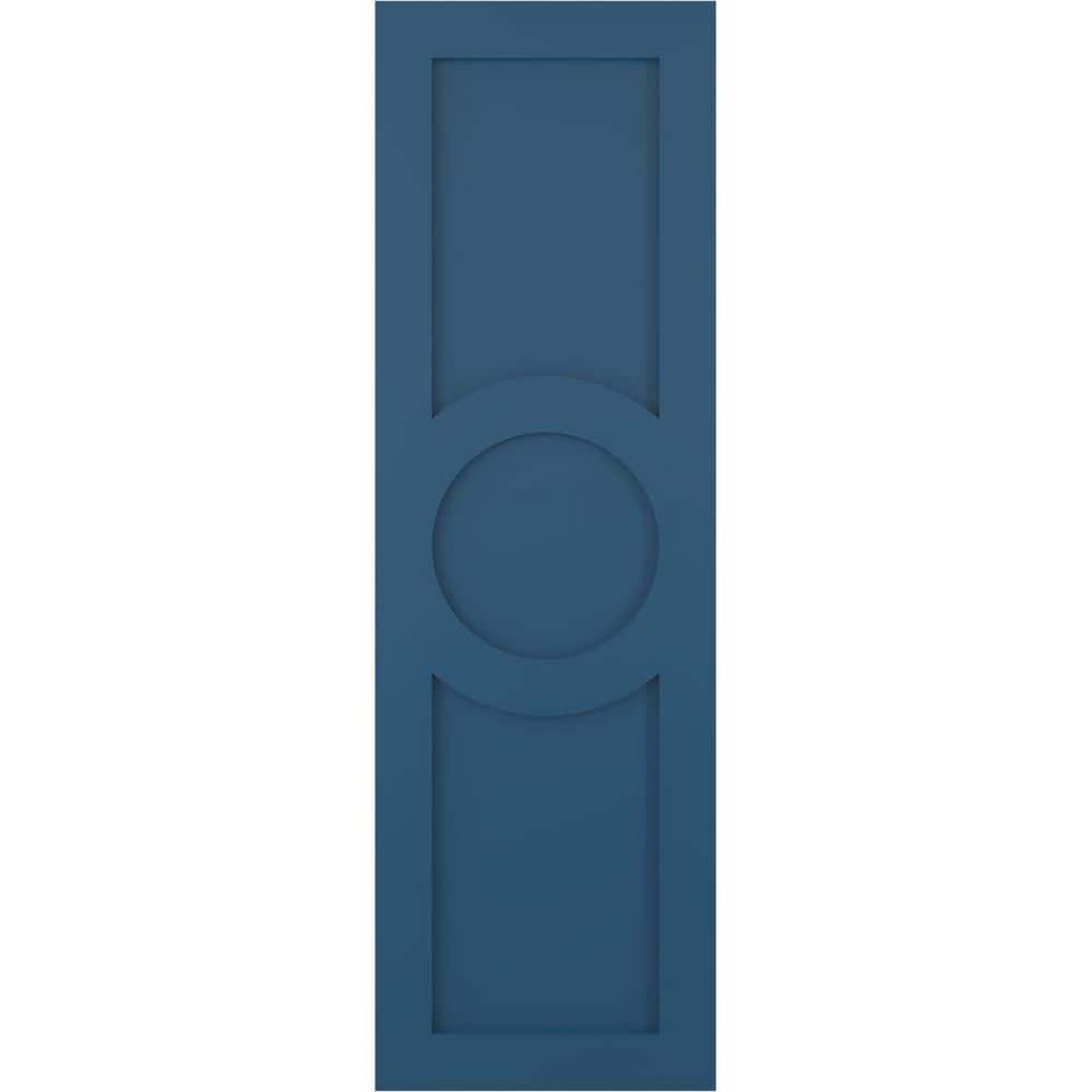 12 in. x 43 in. True Fit PVC Center Circle Arts and Crafts Fixed Mount Flat Panel Shutters, Sojourn Blue (Per Pair) price history on PriceWatchPro