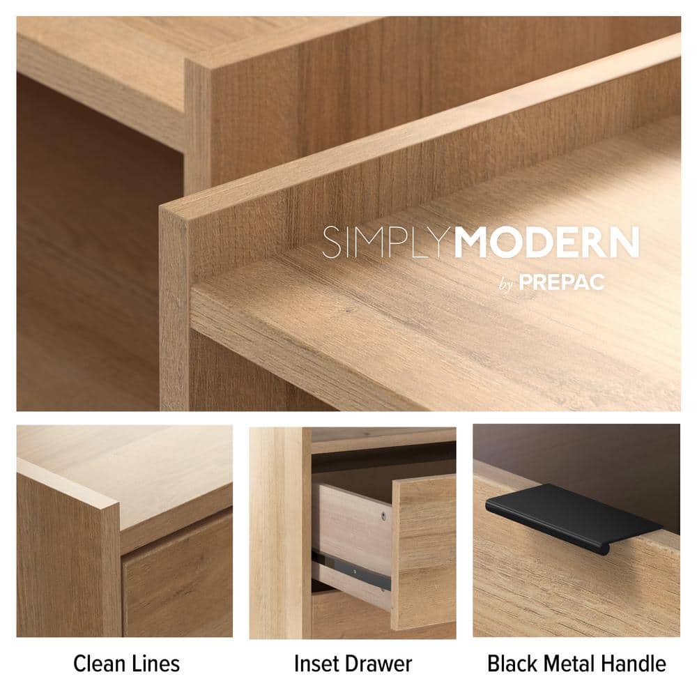 Natural Oak 3-Drawer Nightstand with Integrated Pulls