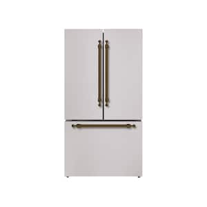 36 in. French Door Refrigerator, 20.3 Cu. Ft., Bottom Freezer Automatic Ice Maker Stainless Steel W-Classico Bronze Trim