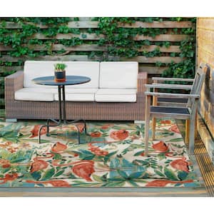 Sun N Shade Flamingo Multicolor 5 ft. x 8 ft. Floral Contemporary Indoor/Outdoor Area Rug