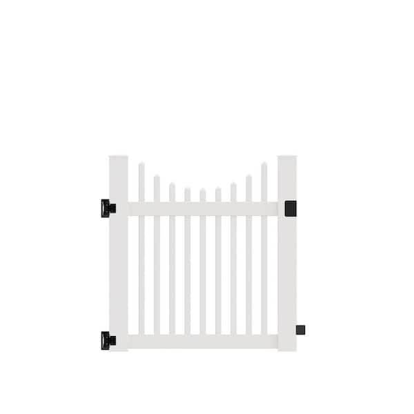 Barrette Outdoor Living Ottawa Scallop 4 ft. W x 4 ft. H White Vinyl Un-Assembled Fence Gate