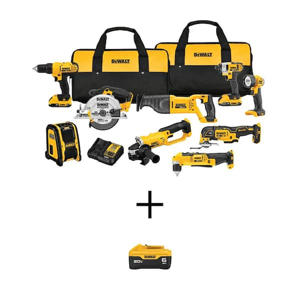 20V MAX Cordless 9-Tool Combo Kit, (2) 20V 2.0Ah Batteries, and (1) 20V 6.0Ah Battery