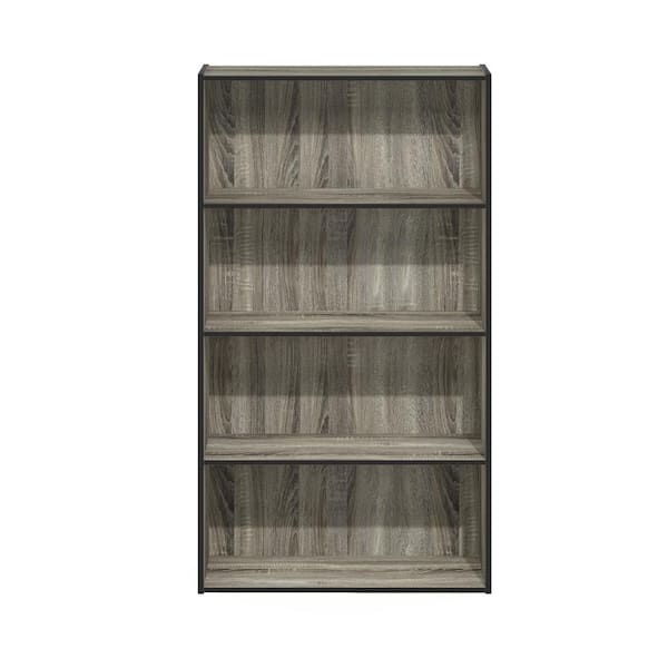 Furinno 41.7 in. French Oak Gray Wood 4-shelf Standard Bookcase