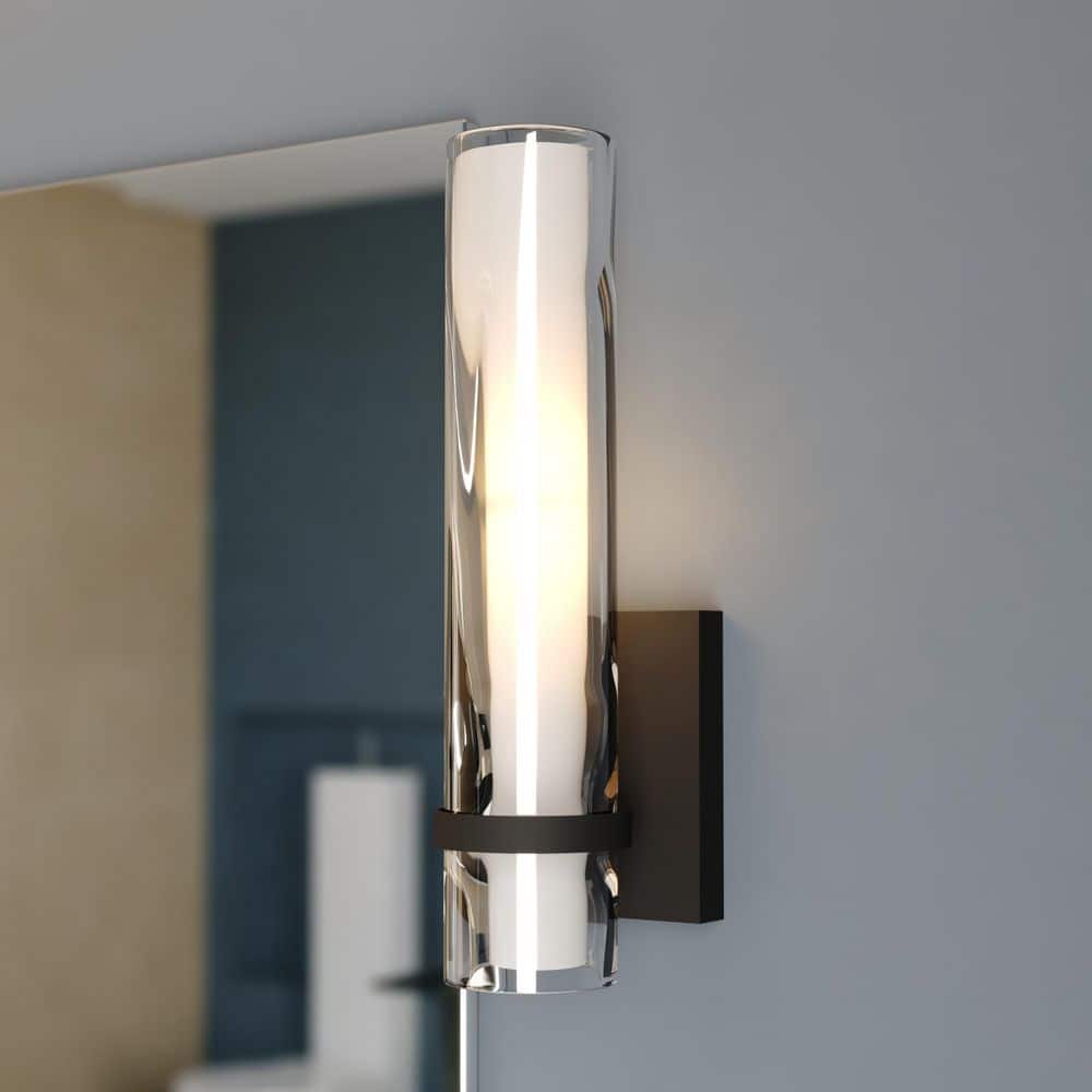 Vilo 4.25 in. 1-Light Matte Black Bathroom ADA Vanity Light Fixture Clear and White Frosted Double Glass Shade price history on PriceWatchPro