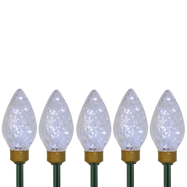 Northlight Lighted LED Jumbo C9 Bulb Christmas Pathway Marker Lawn Stakes in Clear Lights (Set of 5)