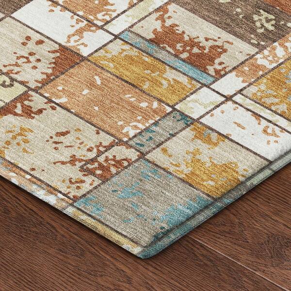 Mayfield Premium Machine Washable Abstract AMF2442 Paprika 9 ft. x 12 ft. Area Rug