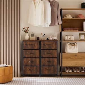 Classical Rust Brown 4 Drawer 11.8 in. Wide Chest of Drawers with Wood Top Fabric Bins for Bedroom