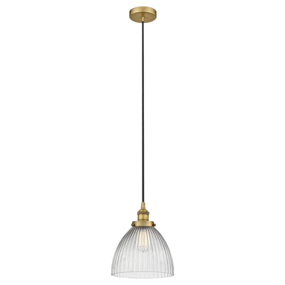 Seneca Falls 60-Watt 1-Light Brushed Brass Standard Mini Pendant Light with Clear Glass Shade, No Bulbs Included price history on PriceWatchPro
