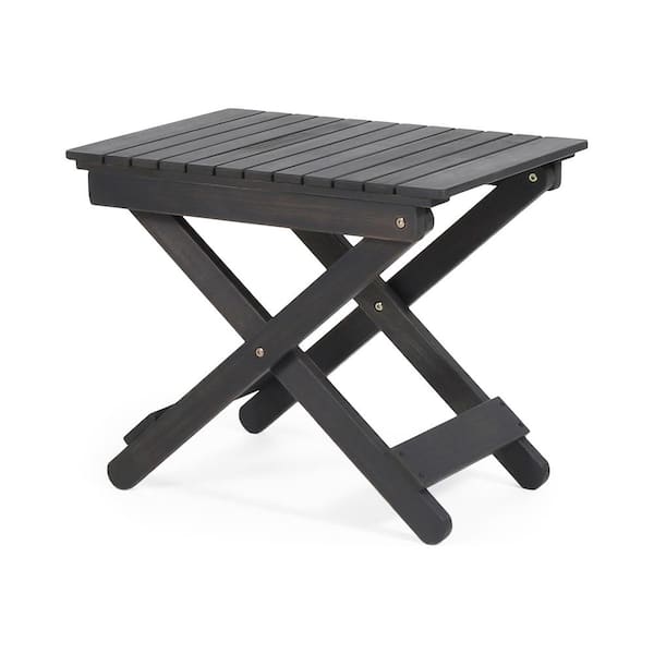 Zeus & Ruta 22.75 in. W Dark Gray Wood Rectangle Folding Outdoor Side Table for Outdoors, Patio, Pool and Porch