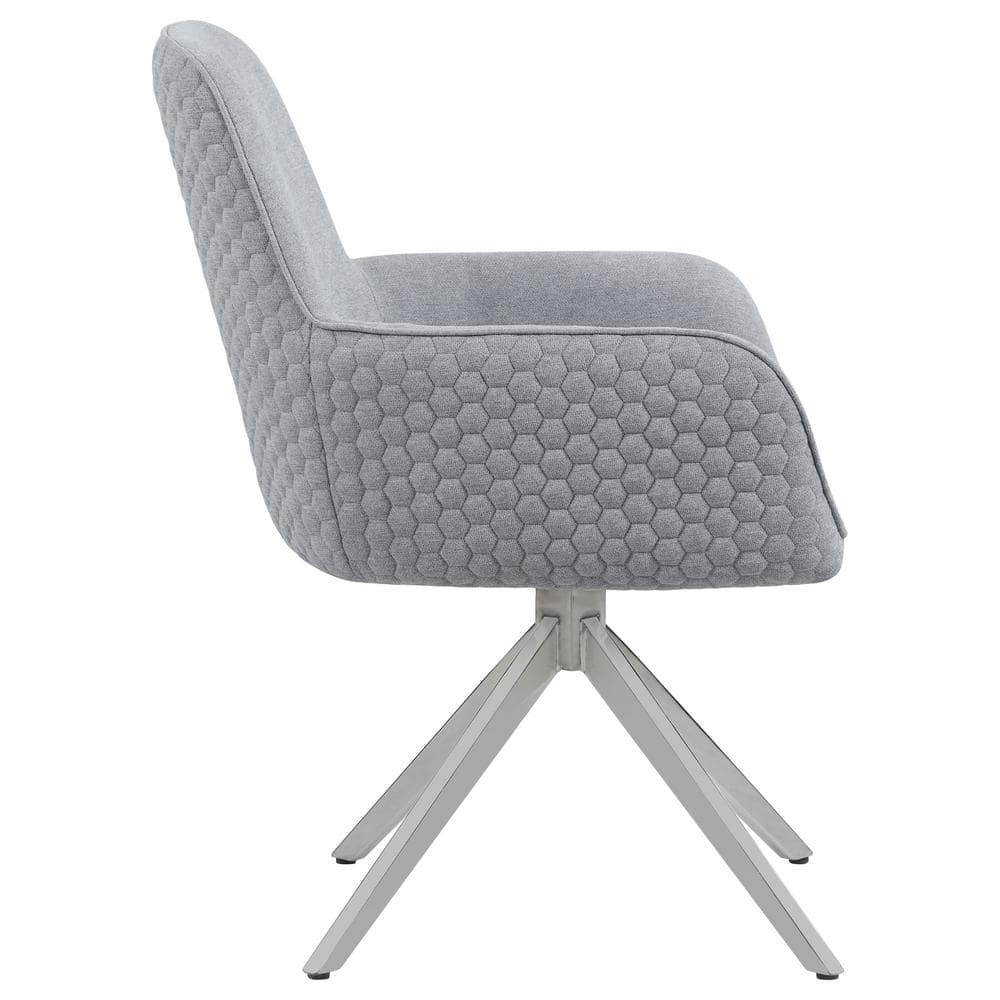Gray Upholstered Swivel Side Chair with Chrome Legs