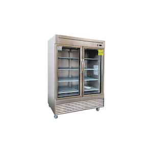 54 in. 47 cu. ft. Commercial Refrigerator in Stainless Steel 2 Glass Door Reach In