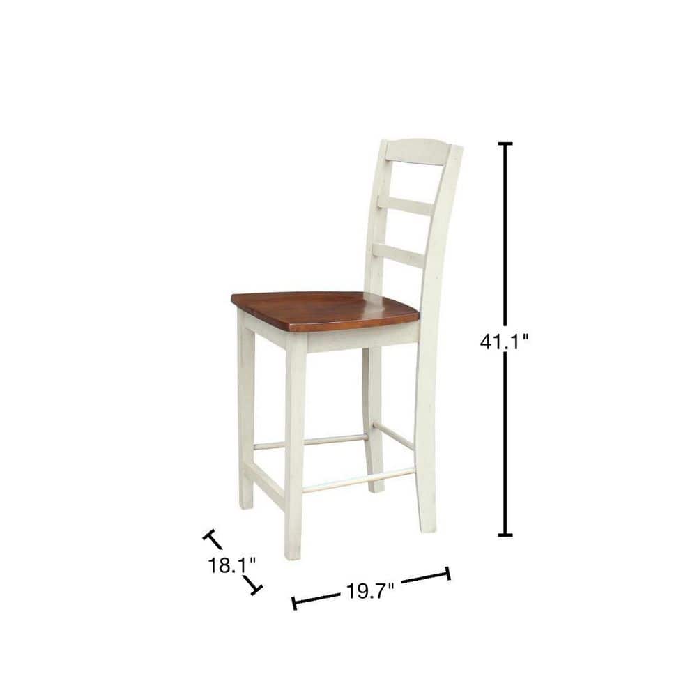 Antiqued Almond and Espresso Wood Counter Height Stool