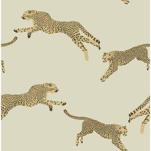 White Dune Leaping Cheetah Peel and Stick Wallpaper Sample