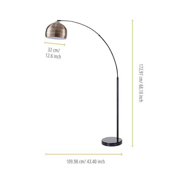 Teamson Home Arquer Arc Floor Lamp With Marble Base Antique Brass Finished Shade Vn L00010ab Teamson Home Arquer Arc Floor Lamp With, Better Homes Gardens Floor Lamp Brushed Brass Finish