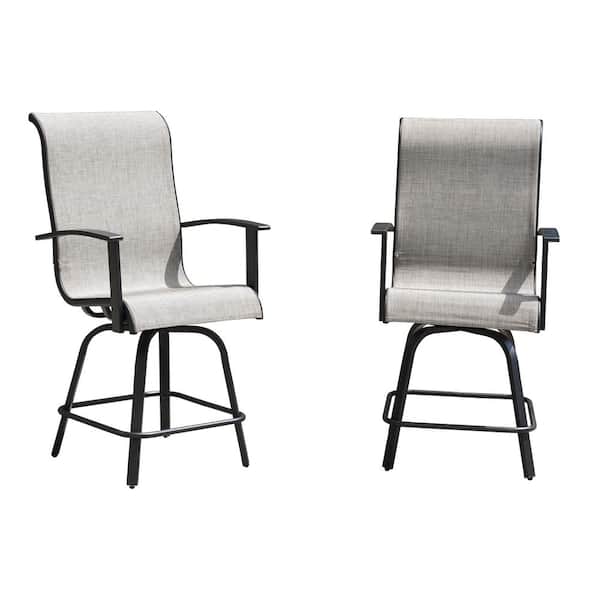 Unbranded Textilene 47 in. Detachable Swivel Bar Stool in Coffee Gray(2-Pack)