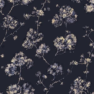 Sun-Bleached Floral Midnight Removable Peel and Stick Vinyl Wallpaper, 28 sq. ft.