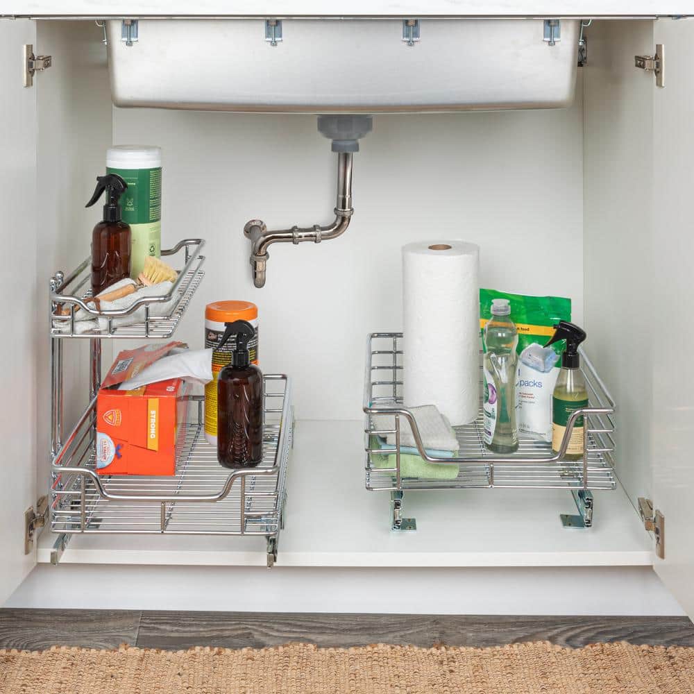 Chrome-Plated Steel 2-Tier Under Sink Organizer Shelf