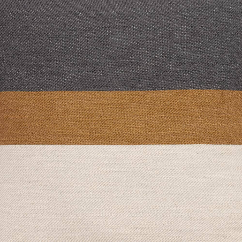 Wilmington Gray and Beige Striped Cotton 24" Square Throw Pillow