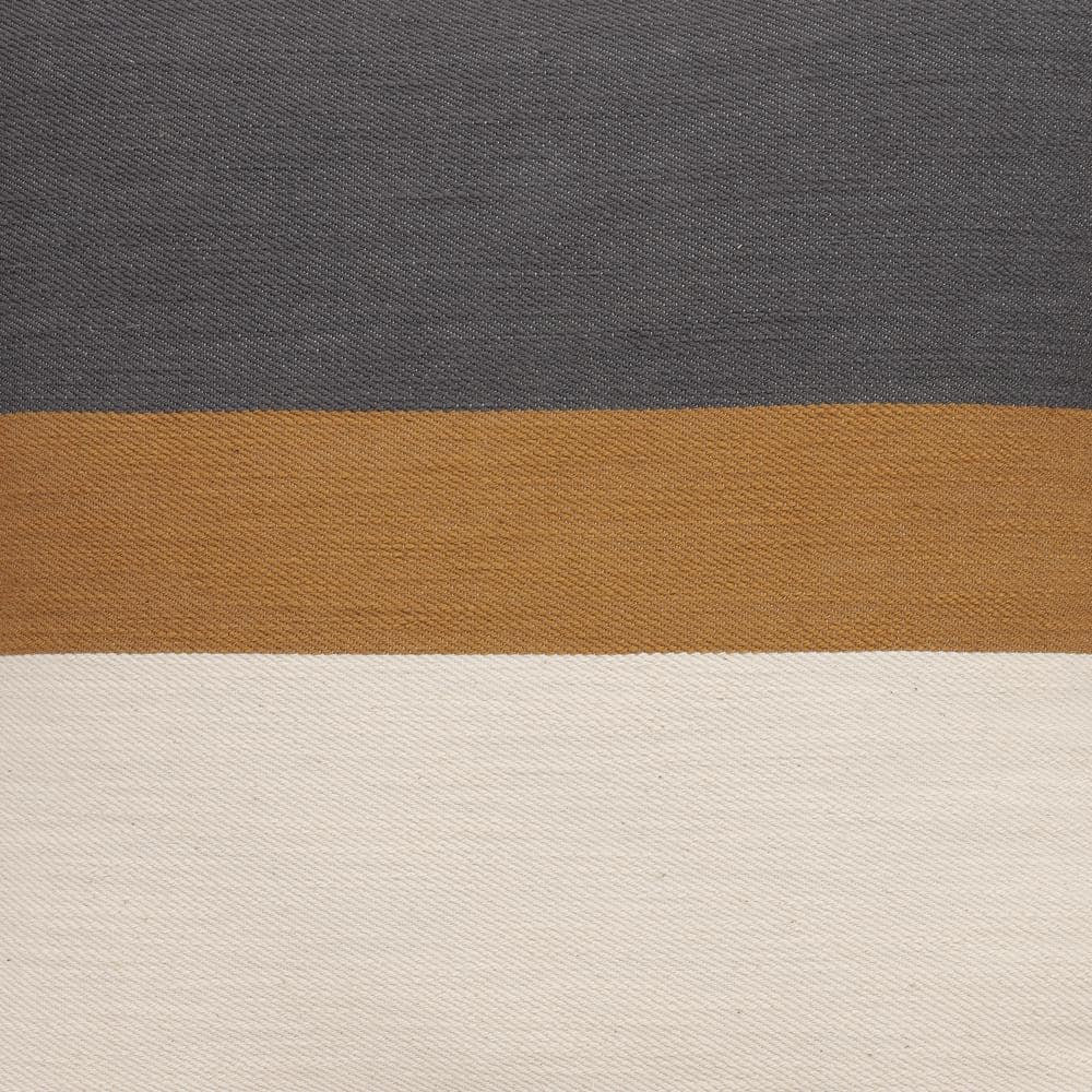 Wilmington Gray and Beige Striped Cotton 24" Square Throw Pillow