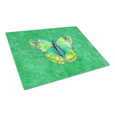 Butterfly Green on Green Tempered Glass Large Cutting Board