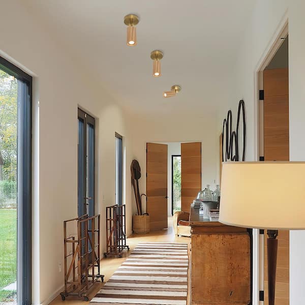 Parroco 1-Light 4.7 in. W 3 ft. Ash Wood Ceiling Mounted Hardwired Cylinder Track Lighting Kit with Adjustable Heads