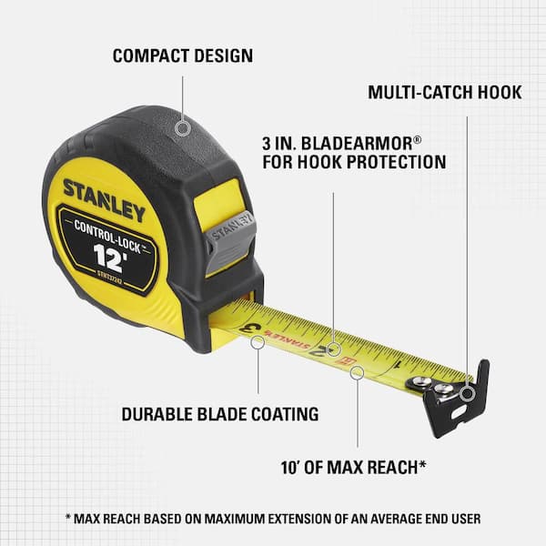 New Stanley 12 ft. x 1/2 in. Tape Measure Measuring Blade Lock Small Tape  Measur