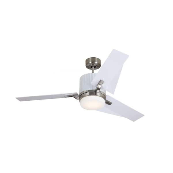Generation Lighting Ken 52 in. Brushed Steel Ceiling Fan with White ABS Blades