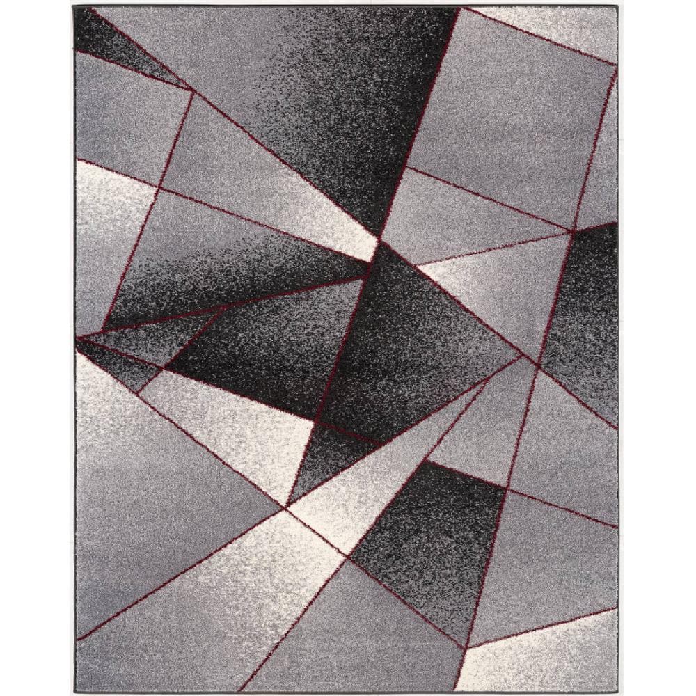 Rug Branch Nova Modern Grey Red 3 ft. 9 in. x 5 ft. 6 in. Abstract Area Rug CO4470BANGY46 The