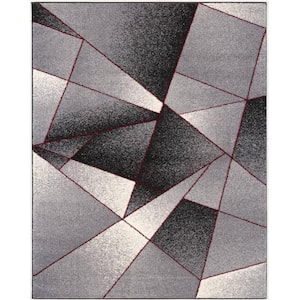 Nova Modern Grey Red 3 ft. 9 in. x 5 ft. 6 in. Abstract Area Rug