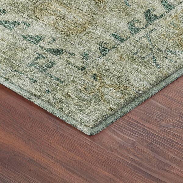 Mayfield Premium Machine Washable Abstract AMF2357 Sage 2 ft. x 3 ft. Accent Rug