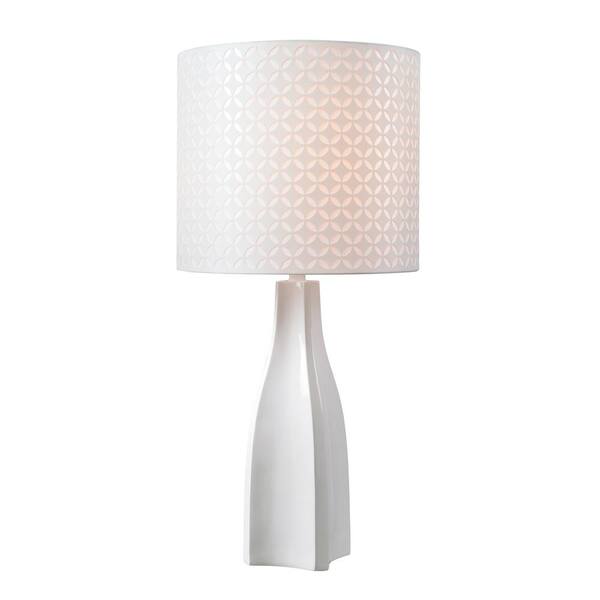 Kenroy Home Desiree 30 in. White Table Lamp with White Patterned Shade