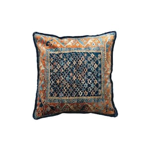 Multicolor Bohemian Rhapsody Velvet Pillow with Vintage Carpet Print Polyester 20 in. x 20 in. Throw Pillow