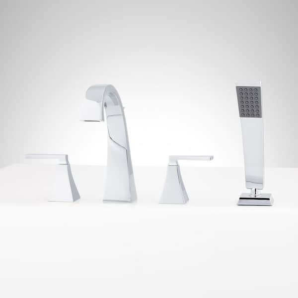 SIGNATURE HARDWARE Vilamonte 2-Handle Tub Deck Mount Roman Tub Faucet with All Mounting Hardware in Chrome