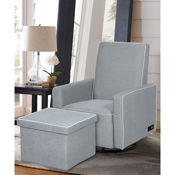 CorLiving Recliner Chair with Extending Foot Rest, Light Grey