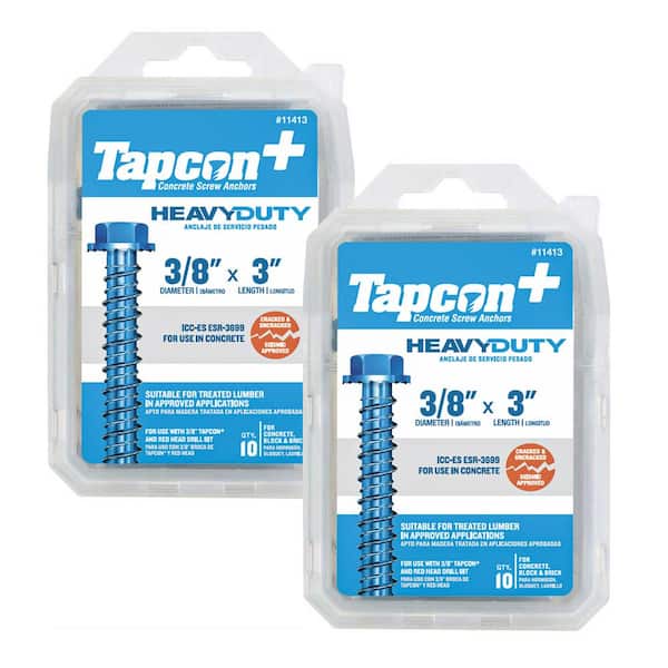 Tapcon 3/8 in. x 3 in. Hex Washer-Head Large Diameter Concrete Anchors Combo Kit 2 of (10-Pack)