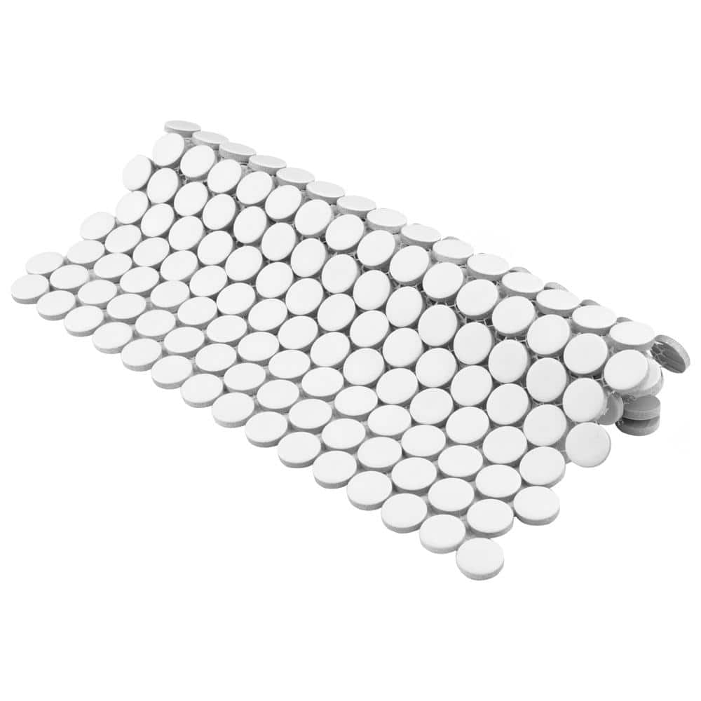 Hudson Penny Round Matte White Porcelain Mosaic Tile 12x12