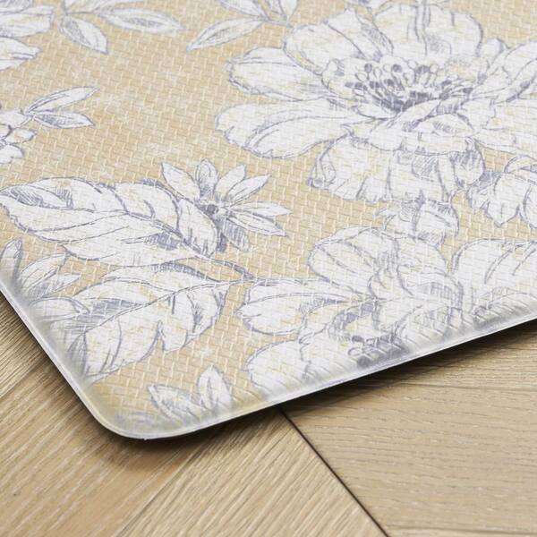 Tawny Yellow Iris Floral 17.5 in. x 60 in. Anti-Fatigue Wellness Mat