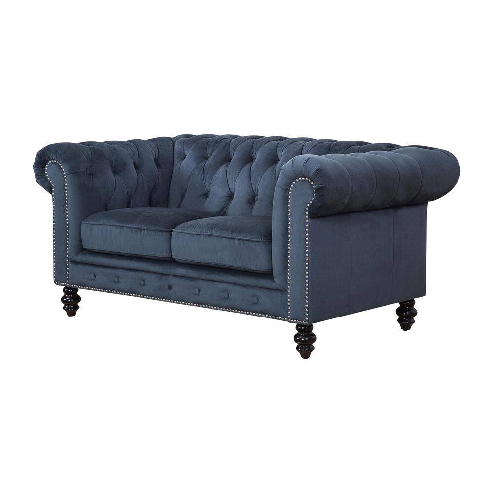 DEVON & CLAIRE Grand Chateaux 66 in. W Rolled Arm Velvet Chesterfield 2