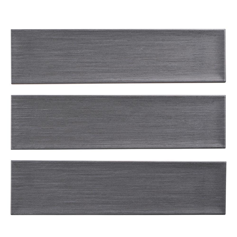 Ganberry Rectangle 16 in. x 16 in. Matte Dophine Gray Ceramic Subway Tile (