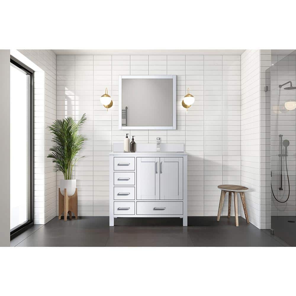 Jacques 36-inch White Quartz Top Single Sink Freestanding Vanity