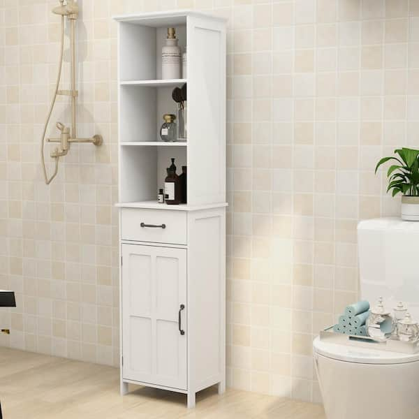 15.74 in. W x 11.8 in. D x 64.96 in. H White Narrow Height Slim